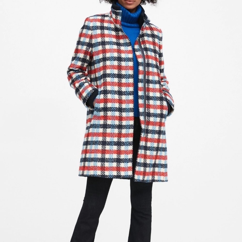 BANANA REPUBLIC Italian Plaid Stadium Coat